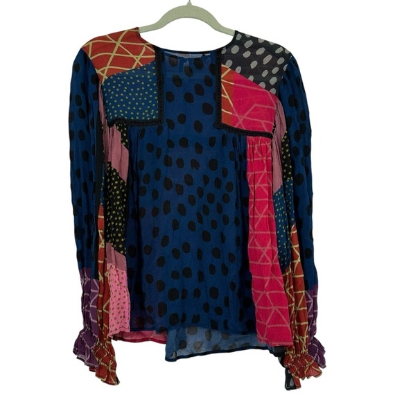 Anthropologie Miranda Blouse Printed Fun Career Top Size Small colorful - Picture 2 of 7